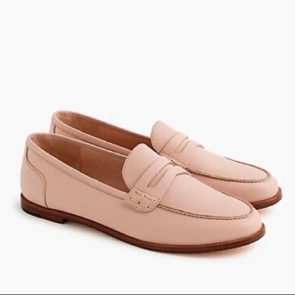 J Crew Pink Leather Penny Loafers Slip On